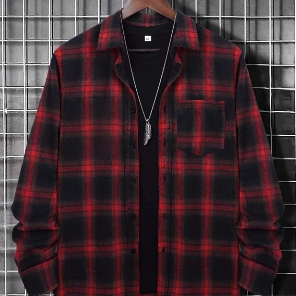 Red Mens Patched Coat